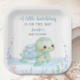 Platos de papel para Baby Shower de Tortuga Marina