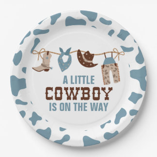 Platos de papel para baby shower de vaquero occide