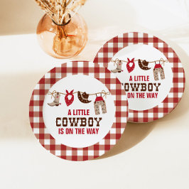 Platos de papel para baby shower de vaquero occide