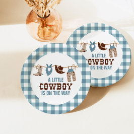 Platos de papel para baby shower de vaquero occide
