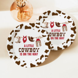 Platos de papel para baby shower de vaquero occide