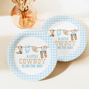 Platos de papel para baby shower de vaquero occide