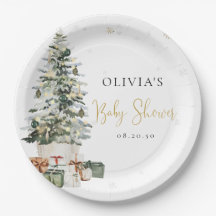 Platos de papel para baby shower del árbol de Navi
