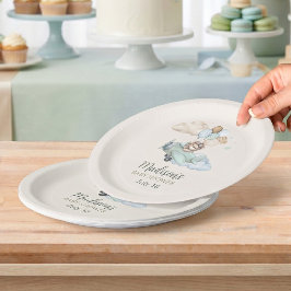 Platos de papel para baby shower del oso aviador T