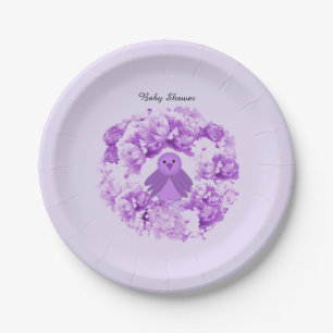 Platos de papel para baby shower Floral Baby Bird