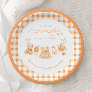 Platos de papel para baby shower Gingham Little Pu