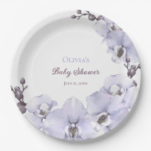 Platos de papel para baby shower Lavanda Orquídea