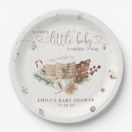 Platos de Papel para Baby Shower Navideño Acogedor