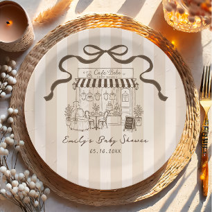 Platos de papel para baby shower neutrales Cafe Be