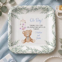 Platos de papel para Baby Shower Oh Boy
