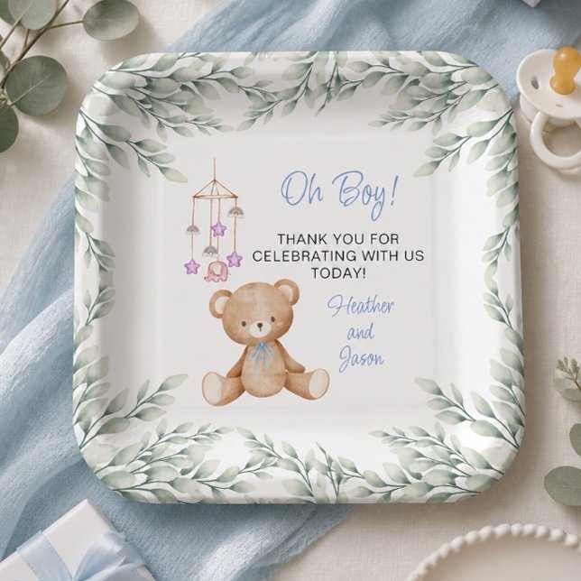Platos de papel para Baby Shower Oh Boy (Subido por el creador)