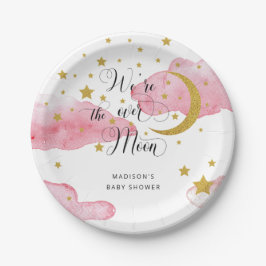 Platos de papel para baby shower Over the Moon