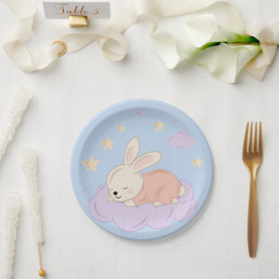 Platos de papel para baby shower Pastel Bunny on C
