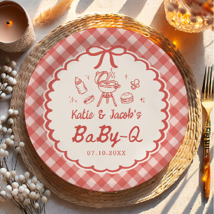 Platos de papel para baby shower Red Barbecue Baby