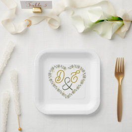 Platos de papel para boda boho neutros editables