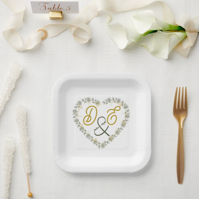 Platos de papel para boda boho neutros editables (Boda)