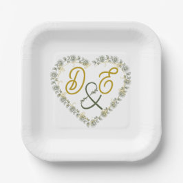 Platos de papel para boda boho neutros editables