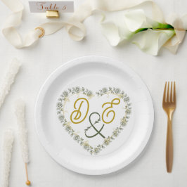Platos de papel para boda boho neutros editables