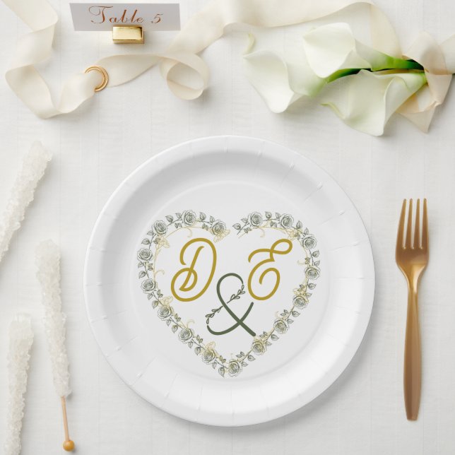 Platos de papel para boda boho neutros editables (Boda)