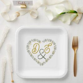 Platos de papel para boda boho neutros editables