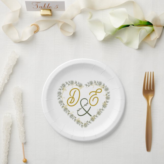 Platos de papel para boda boho neutros editables (Boda)