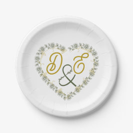 Platos de papel para boda boho neutros editables