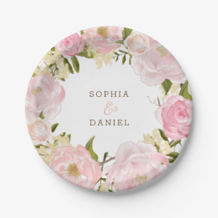 Platos de papel para boda de ducha nupcial floral