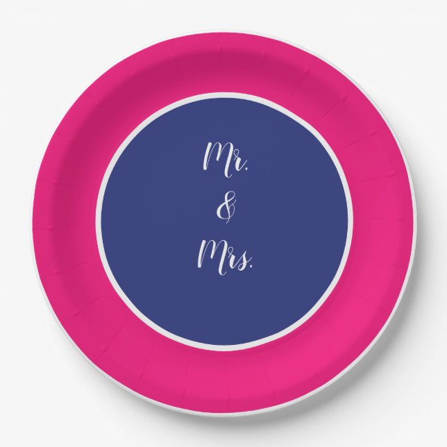 Platos de papel para boda de primavera rosados y a (Anverso)