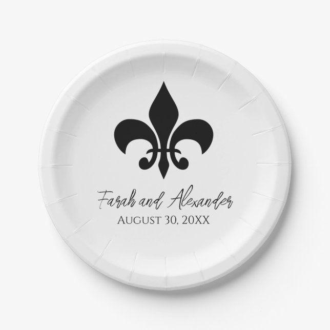 Platos de papel para boda Fleur de Lis (Anverso)