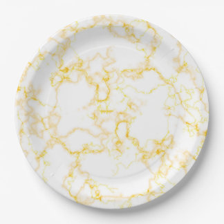 Platos de papel para boda Mármol Dorado