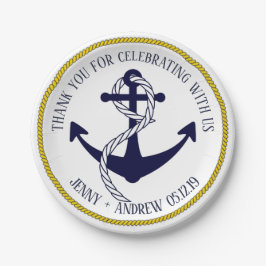 Platos de papel para boda personalizados con ancla