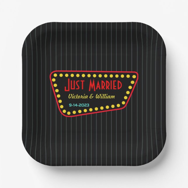 Platos de papel para boda personalizados retro (Anverso)