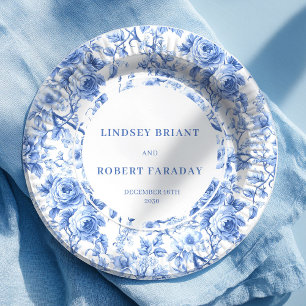 Platos de papel para boda Rosas Azules Luxe
