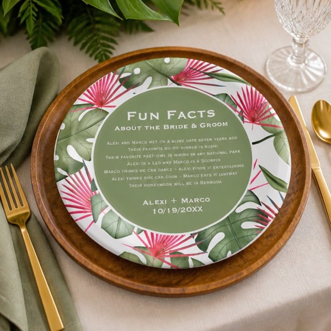 Platos de papel para boda tropical humorísticos (Subido por el creador)
