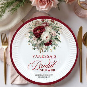 Platos de Papel para Brunch Nupcial Floral de Borg