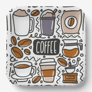 Platos de papel para café, fiesta de café con lech