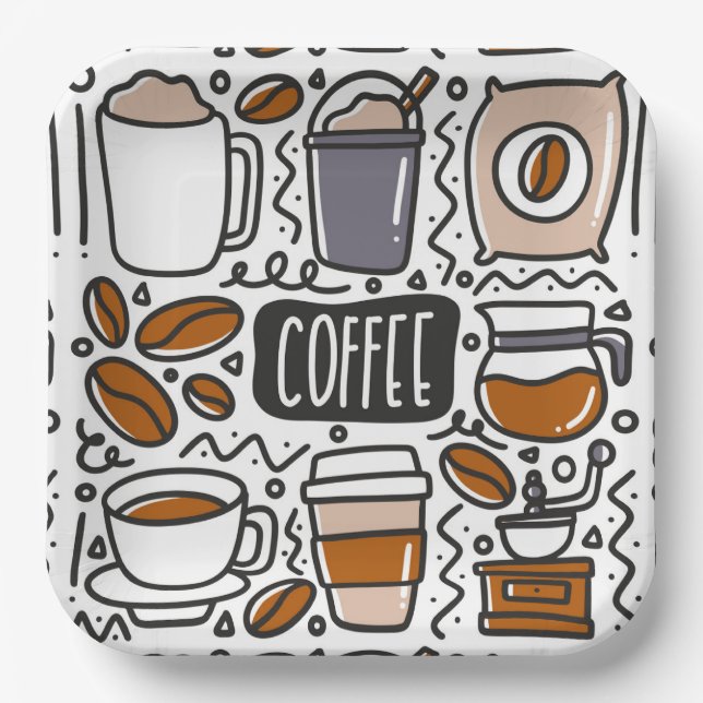 Platos de papel para café, fiesta de café con lech (Anverso)