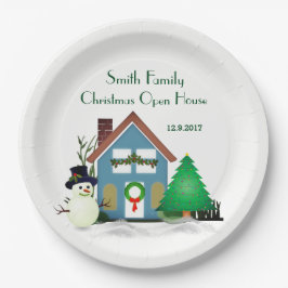 Platos de Papel para Casa Abierta de Navidad 9"
