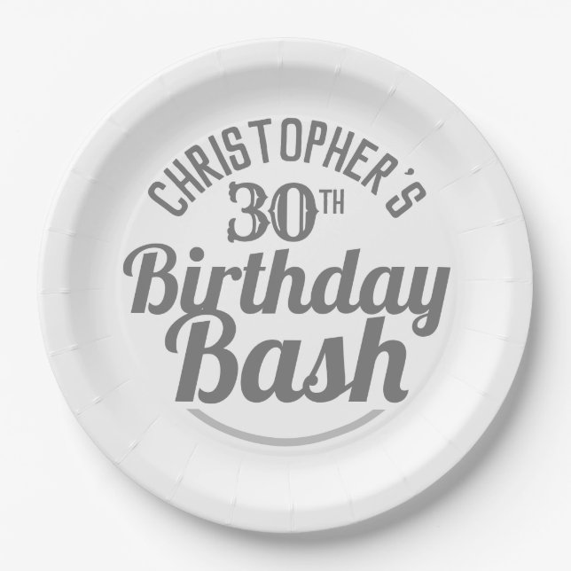 Platos de papel para celebración de cumpleaños 30 (Anverso)