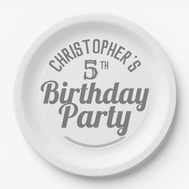 Platos de papel para celebración de cumpleaños 5 a (Anverso)