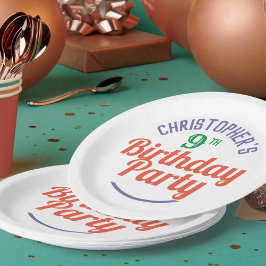 Platos de papel para celebración de cumpleaños 9 a