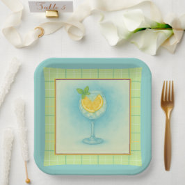 Platos de Papel para Cóctel de Limón y Menta Fiest