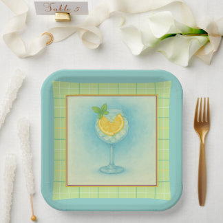 Platos de Papel para Cóctel de Limón y Menta Fiest