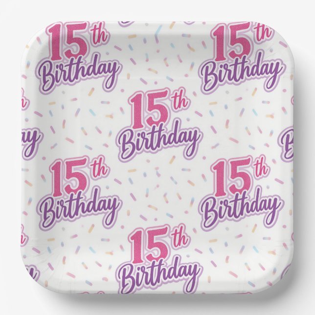 Platos de papel para cumpleaños 15, fiesta decimoq (Anverso)