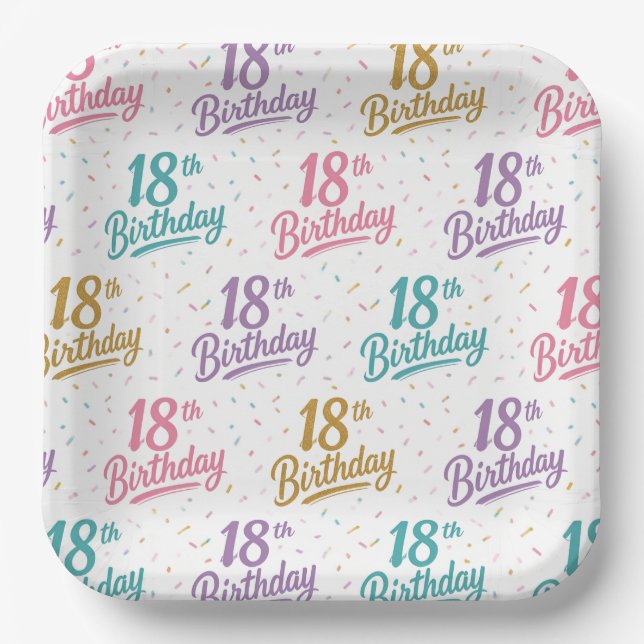 Platos de papel para cumpleaños 18, fiesta de diec (Anverso)