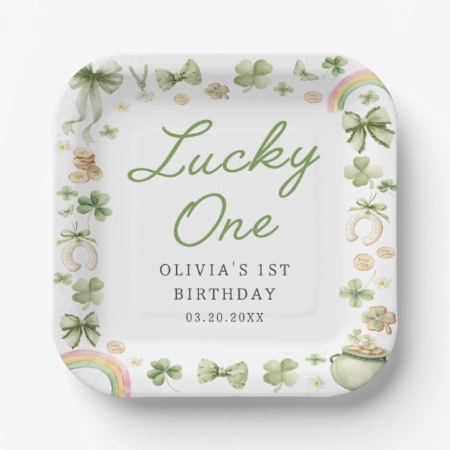 Platos de papel para cumpleaños 1 de Lucky One Sha (Anverso)