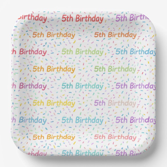 Platos de papel para cumpleaños 5, fiesta de cumpl (Anverso)