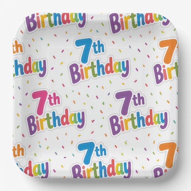 Platos de papel para cumpleaños 7, fiesta de cumpl (Anverso)