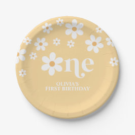 Platos de papel para cumpleaños de 1 año con flore
