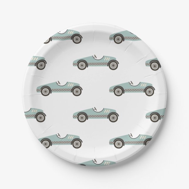 Platos de papel para cumpleaños de coche de carrer (Anverso)